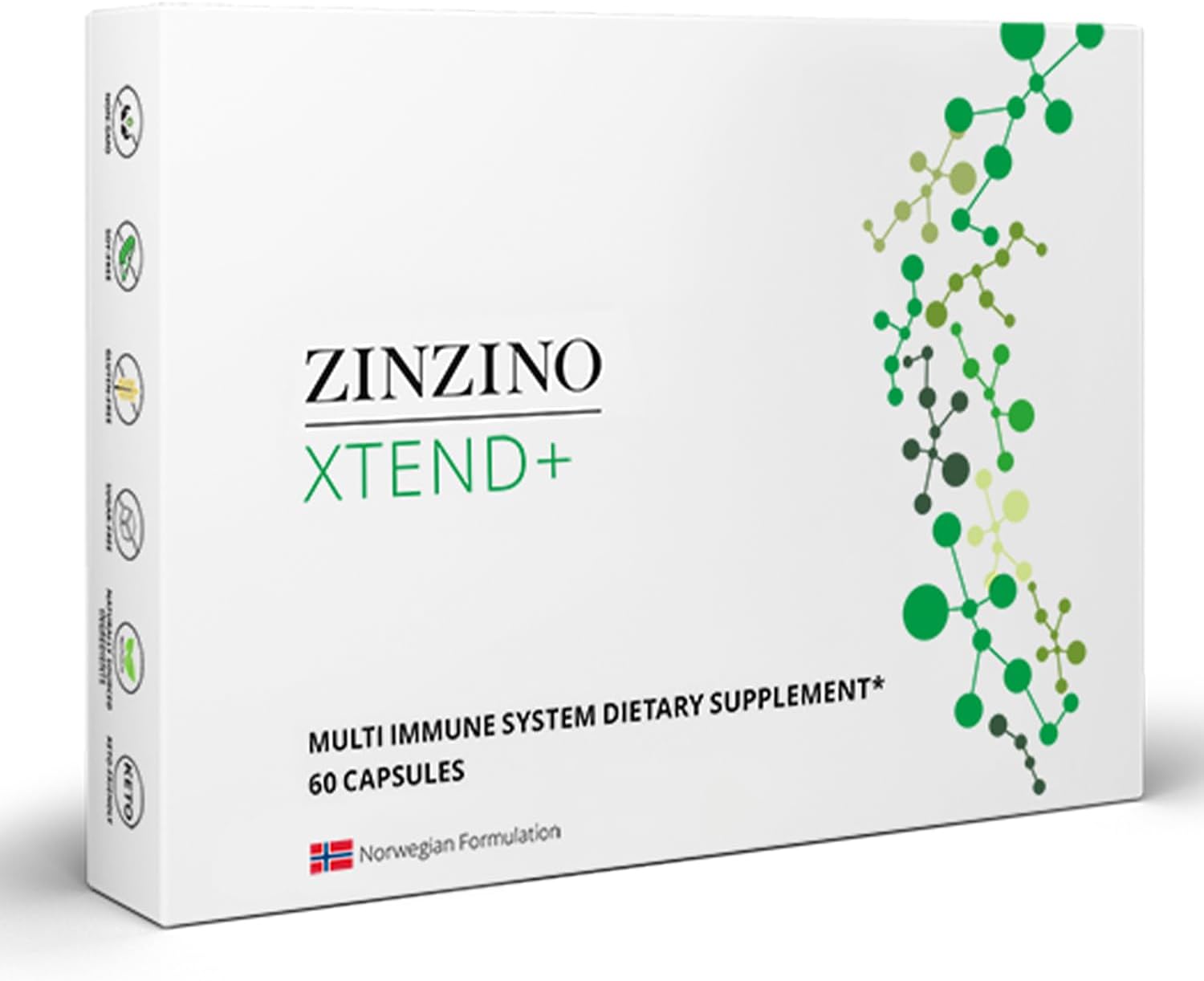 ZINZINO Xtend + Immune Support Supplement with Essential Vitamins, Minerals, and Vitamin C - 60 Capsules for Energy and Focus