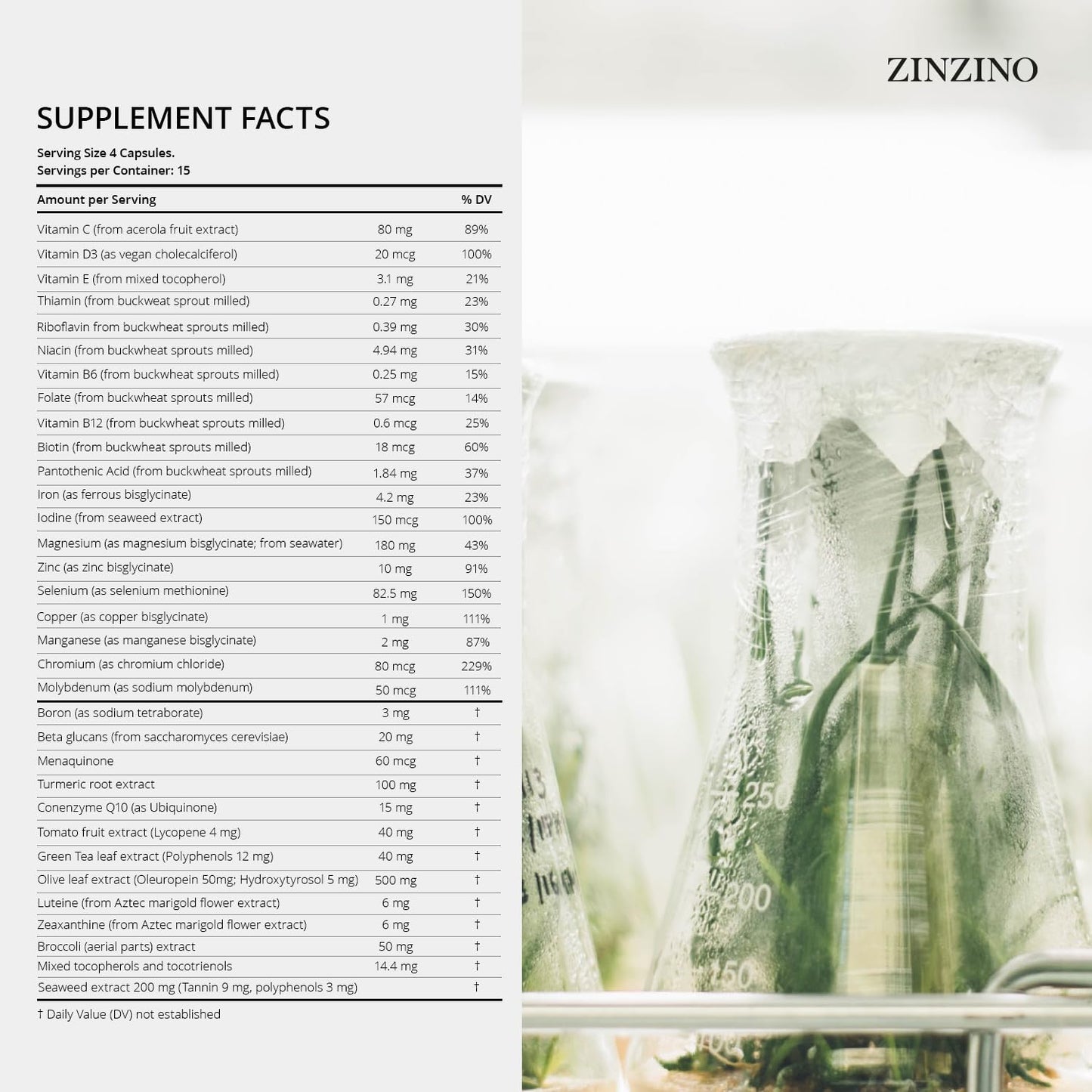 ZINZINO Xtend + Immune Support Supplement with Essential Vitamins, Minerals, and Vitamin C - 60 Capsules for Energy and Focus