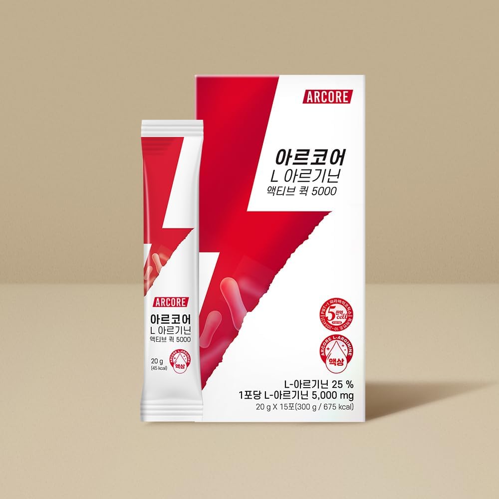 ZIOSTAND BOTO Arcore L-Arginine Active Quick 5000 Lemon Flavor Liquid Supplement - 20g X 15 Sticks, High-Dose Energy & Recovery Support