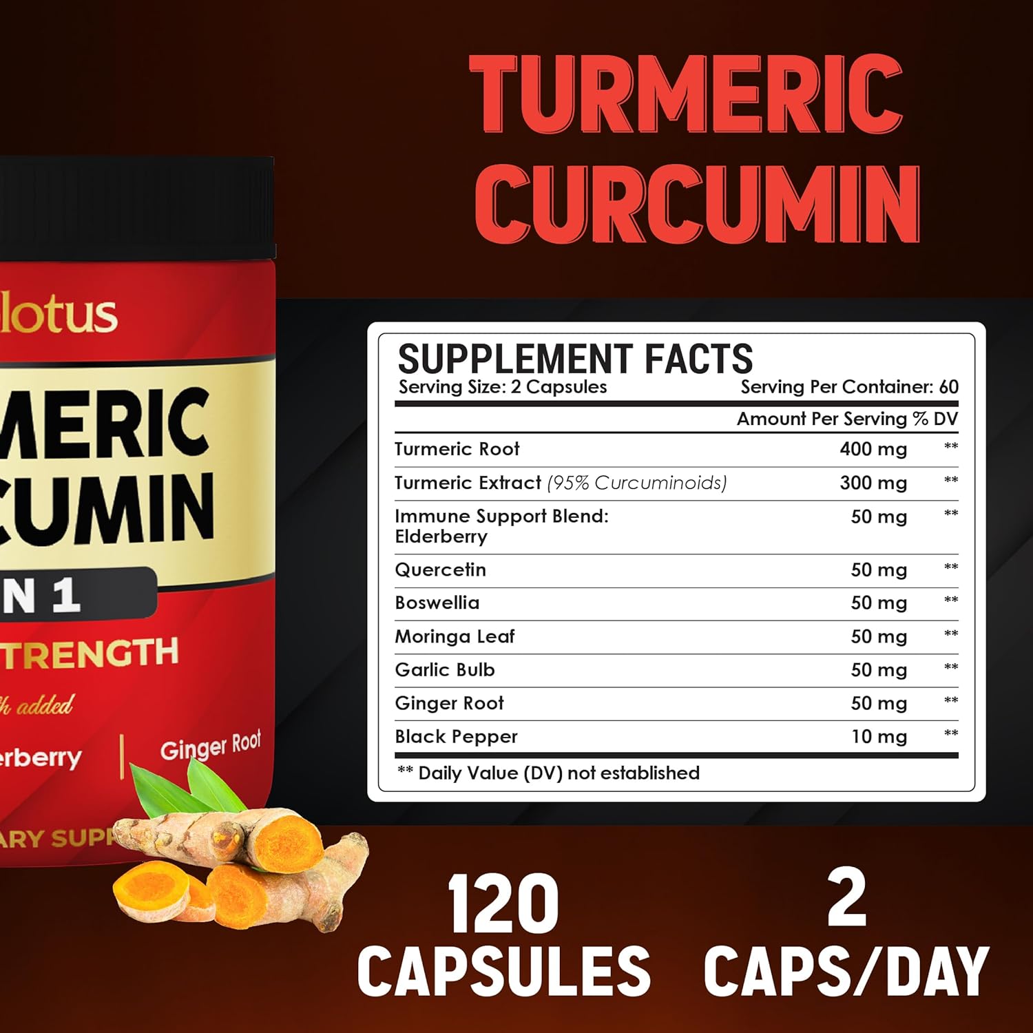 Zolotus Turmeric Curcumin Supplement with Immune Support and Joint Inflammatory Relief