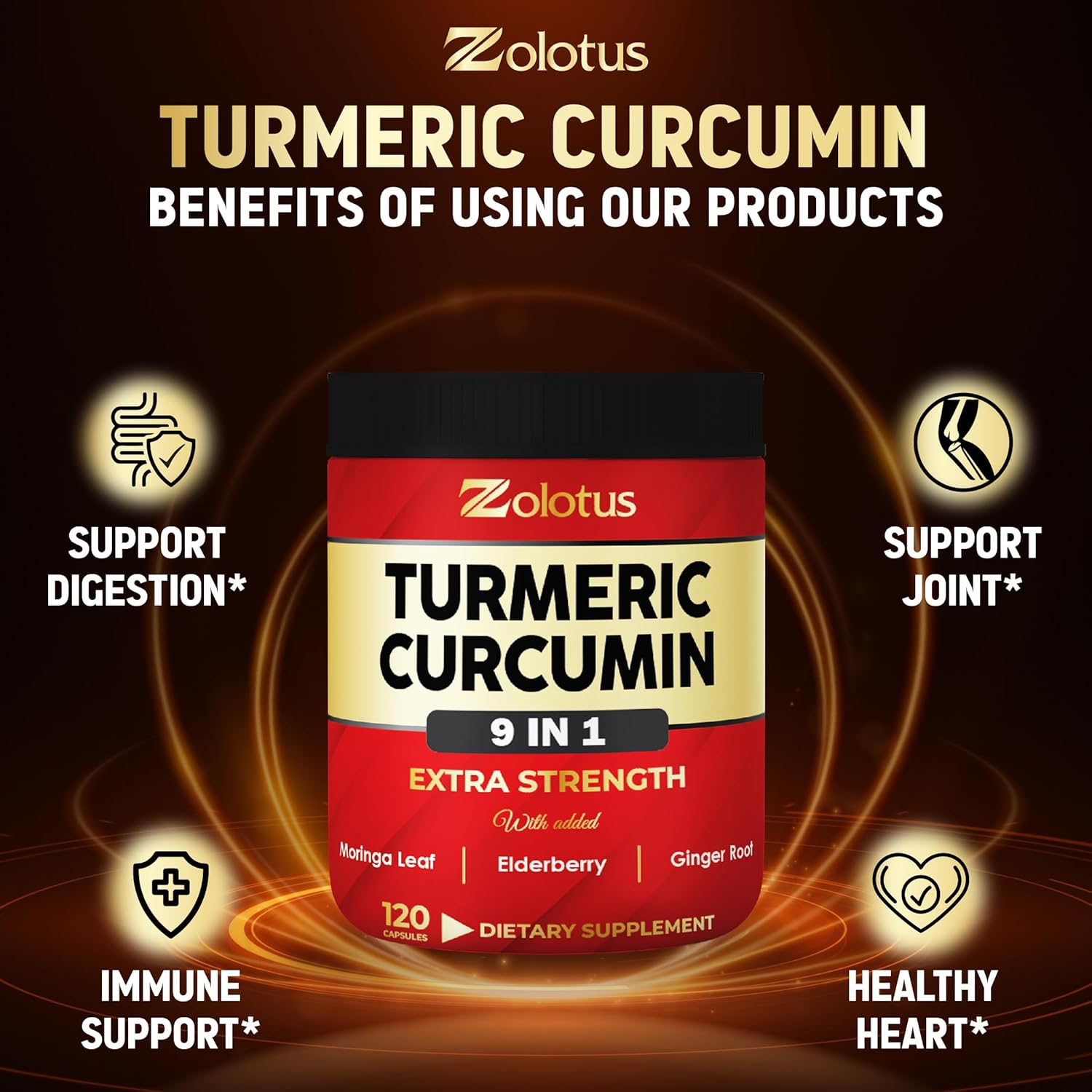 Zolotus Turmeric Curcumin Supplement with Immune Support and Joint Inflammatory Relief