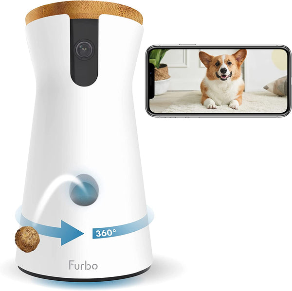 [New] Furbo 360° Dog Camera: New Rotating 360° View Wide-Angle Pet Camera with Treat Tossing, Color Night Vision, 1080P HD Pan, 2-Way Audio, Barking Alerts, Wifi, Designed for Dogs