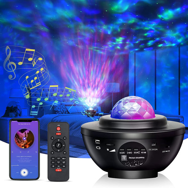 Star Projector Night Light Ocean Wave Projector LED Starry Sky Lights 21 Lighting Modes with Bluetooth Music Speaker Remote Controlled Light for Kids Gift Festival Christmas Home Decoration
