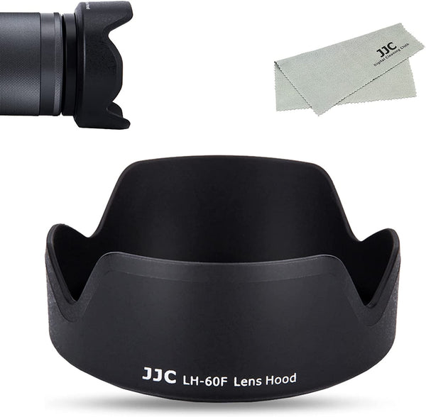 JJC EW-60F Reversible Petal Lens Hood for Canon RF-S 18-150Mm F3.5-6.3 Is STM & Canon EF-M 18-150Mm F3.5-6.3 Is STM Lens, Replace Canon EW-60F Lens Hood, with Microfiber Cleaning Cloth