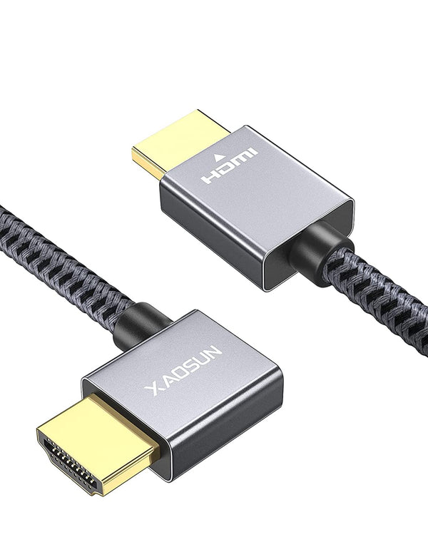 Right Angle HDMI 2.0 Cable 6.6 Feet,Xaosun 90 Degree Hdmi Cable for Macbook Pro 2021,18Gbps High Speed Support 4K@60Hz,3D 1080P,Hdr,Arc,Competible with Laptop,Monitor,Ps4/5,Xbox,Fire Tv&More.