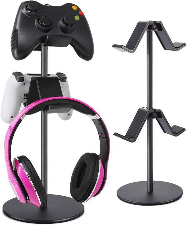 Controller Holder,Advanced Headphone Stand Hanger Holder with Multiple Adjustable Height and Direction, Storage up to 4 &Easy Assemble for All Headphones/Ps/Xbox /Elite/Steelseries/Steam/Pc/Nintendo Switch/(Smart Black)