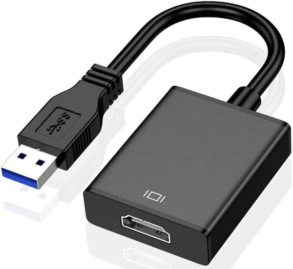 USB to HDMI Adapter, USB 3.0/2.0 to HDMI 1080P Video Graphics Cable Converter with Audio for PC Laptop Projector HDTV Compatible with Windows XP 7/8/8.1/10 (Black)