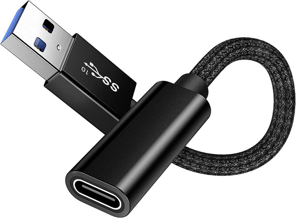 [Double Sided Speed up to 10Gbps] USB C Female to USB Male Adapter Cable, USB 3.1 GEN 2 USB C Converter, USB a to USB C Adapter, Compatible with Magsafe Charger, Laptop, PC, Charger, Power Bank, Black