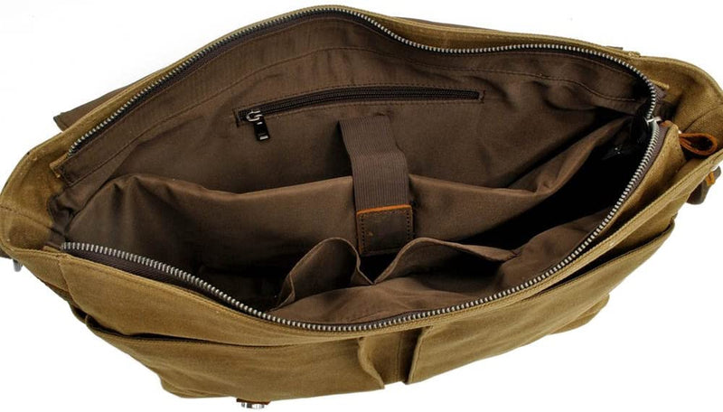 Neumora Waterproof Vintage Canvas Leather DSLR SLR Digital Camera Bag Shoulder Messenger Bag Laptop Bag for Sony Canon Nikon (Green)